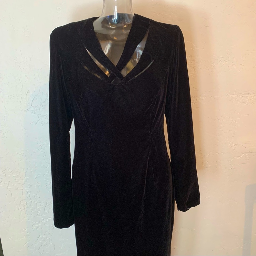 Vintage handmade black velvet wiggle dress